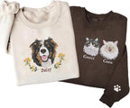 VIOLAVA Custom Cat Embroidered Christmas Sweatshirt – Personalized Pet Name by VIOLAVA