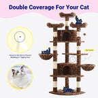 Allewie 73in Fan-Shaped Space-Saving Corner Cat Tower/Multi-Level Tall Cat Tree - Image 3
