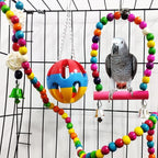 Hamiledyi Bird Parrot Swing Chewing Toy Set 15PCS Wooden Hanging Bell - Image 3