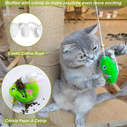 Interactive Cat Toy Wand with Catnip Mouse, Cat Teaser Wand Rainbow String - Image 3