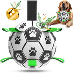 QDAN Dog Soccer Balls Toy with Bell Inside, Outdoor Interactive Dog Toys by QDAN