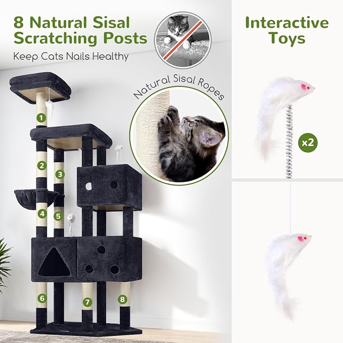 Globlazer Extra Large Cat Tower, 81-inch Tall Cat Tree - Image 6