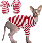DENTRUN Hairless Cats Shirt Breathable Cat Daily Wear Clothes Stripe Vest by DENTRUN