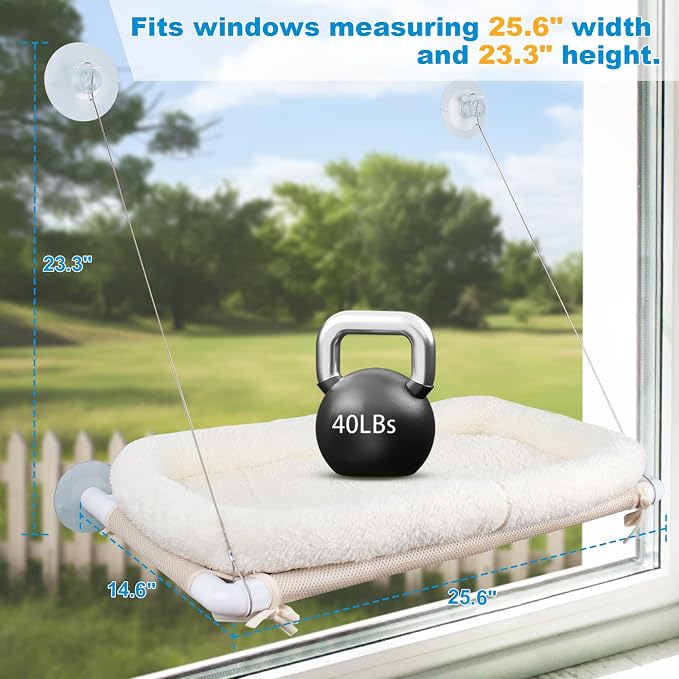 Fluffy Cat Window Bed for Indoor Cats – Strong Suction Cup Hammock - Image 2