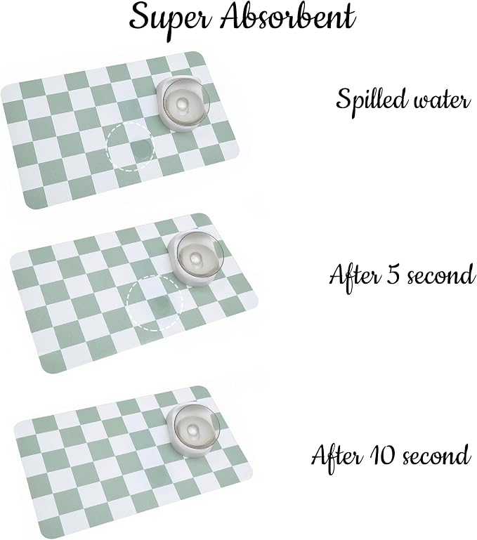 Ralxion Checkered Dog Feeding Mat, Absorbent Mats - Image 5