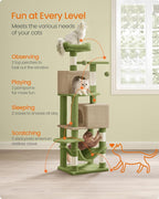 Feandrea Cat Tree, 59.5-Inch Tall Cat Tower, Plush Multi-Level Condo - Image 5