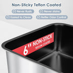 Non-Sticky Coated Stainless Steel Cat Litter Box - Image 2
