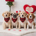 Weewooday 50 Pcs Valentine's Day Red Plaid Dog Bandanas Bulk - Image 4