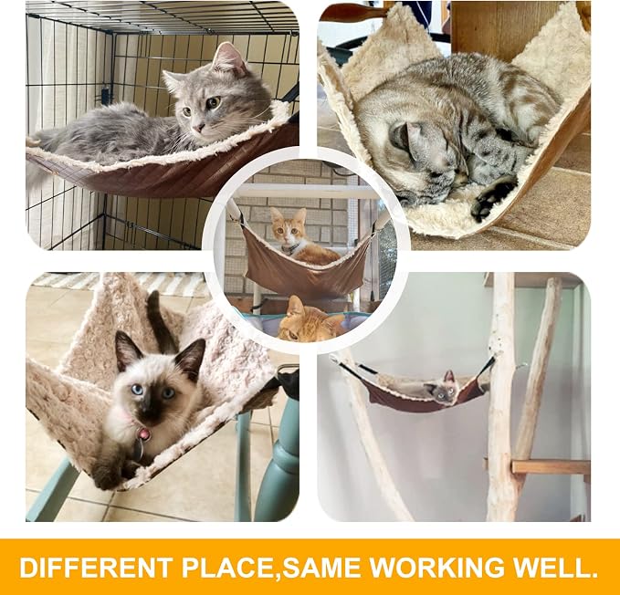 JOYELF Cat Hammock Bed, Medium Reversible Pet Cage Hammock Hanging Soft cat Bed - Image 6