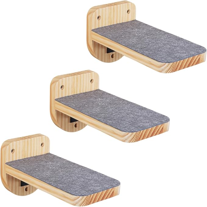 ESPETS Set of 3 Natural Wood Cat Wall Steps Floating Ladder Stairs- Wall by ESPETS