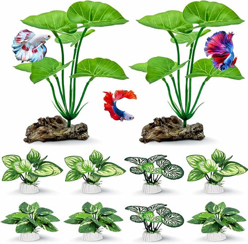10-Pack Betta Fish Tank Decorations Silk Aquarium Plants by UreverFins