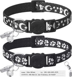 LLHK 2 Pack Breakaway Cat Collars & 2 Pcs Name Tags, Reflective Safety Kitten by LLHK