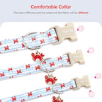 Faygarsle Cute Crab Pattern Dog Collar, Cotton Fabric, Light Blue Stripes - Image 5