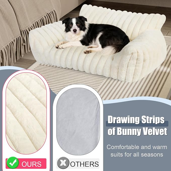 Cute Dog Cat Couch for Medium Large Dogs, Fluffy Pet Sofa Dog Couch Bed - Image 4