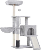 Heybly Cat Tree with Cat Self Groomer Brush, Cat Tower Condo - Image 7