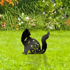 Bnesi Floral Long-Haired Cat Yard Decor Pet Grave Markers Metal Sign Silhouette - Image 8