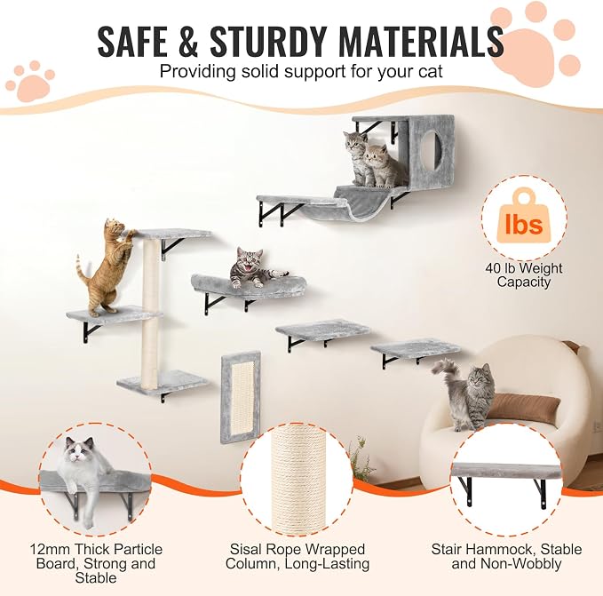 VEVOR Wall Mounted Cat Shelves, Perches - Image 3