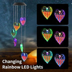 American Flag Solar Wind Chimes, Heart-Shaped Love Patriotic Wind Chime Color - Image 6