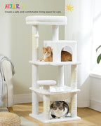 White Cat Tree for Indoor Cats, 45.7" Multi-Level Cat Tower - Image 6
