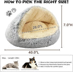 ShinHye Round Plush Fluffy Hooded Cat Bed Cave, Cozy - Image 2