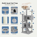 DUMOS 54-inch Indoor Cat Tree Tower –Multi-Level Pet House - Image 4