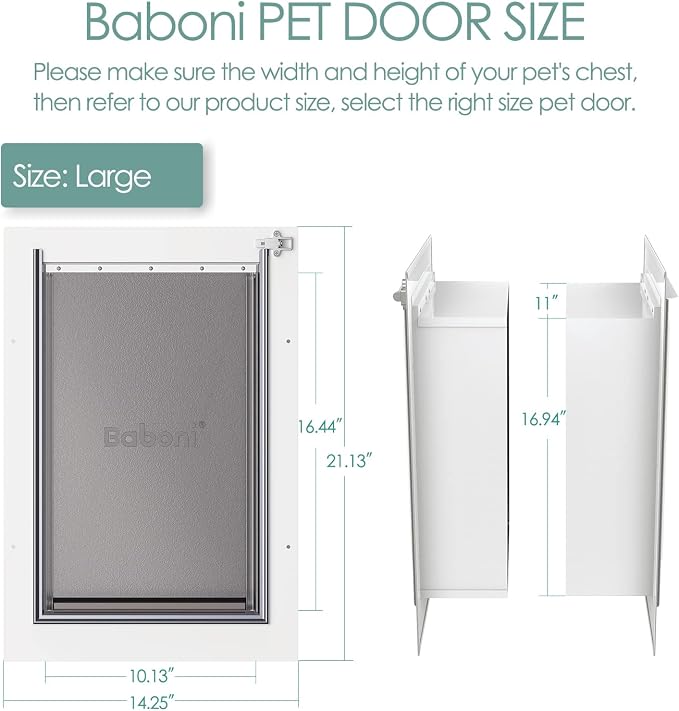 Baboni Pet Door for Wall, Steel Frame and Telescoping Tunnel, Aluminum Lock - Image 3