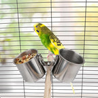 Hypeety Bird Parrot Feeding Double Cups Stainless Steel Food Water Bowls - Image 3