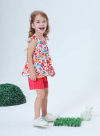 Toddler Baby Girls Summer Clothes Outfits Ruffled Sleeve Dinosaur Shirt Leopard - Image 4