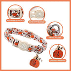 Fall Cat Collar-2Pack Autumn Kitten Collars-Halloween Breakaway Pumpkin Kitty - Image 2