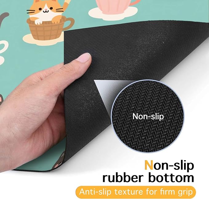 Cat Feedings Mats 20x12 inch Teacup Cat Print Pet Bowl Placemat Non Slip Mat - Image 7
