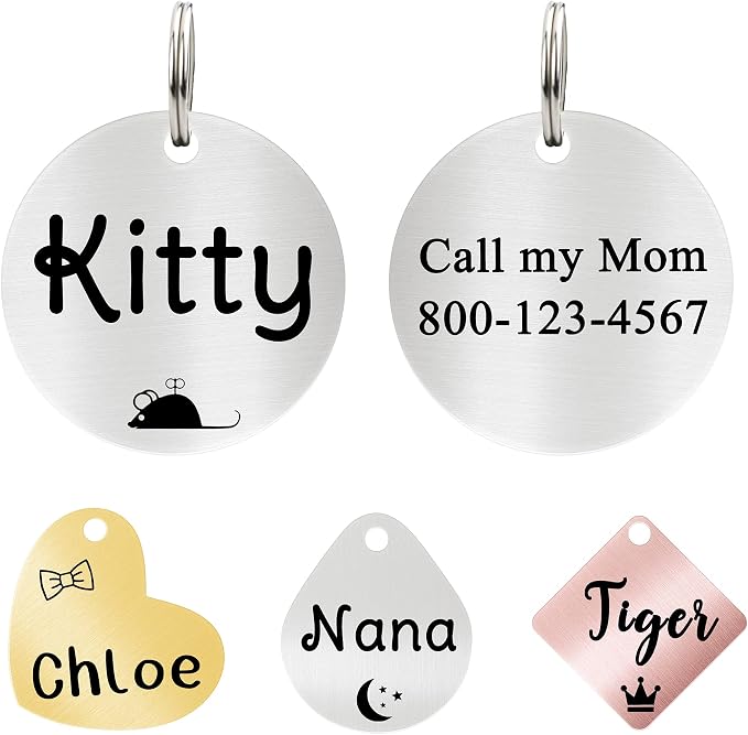 Ultra Joys Cat ID Tag Personalized Pet Tags, Durable Stainless Steel Small Pet by UltraJoys