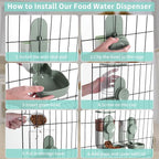 Hanging Automatic Food and Water Dispenser, Gravity Rabbit Feeder Set, Cage Cat - Image 3