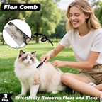 3PCS Self Cleaning Slicker Brush & Pet Grooming Rake & Flea Comb - Image 6