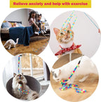 KABASI 3PCS Interactive Cat Rainbow Wand Toys, Colorful Cats String Toy Teaser - Image 5