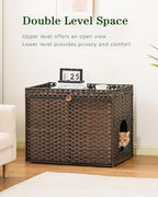Cat Litter Box Enclosure Furniture, Handwoven Rattan Hidden Litter Box - Image 2