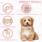 Pink Bow Dog Collar with Flower, Adjustable Cotton Puppy Collar, Cute Girl Boy - Image 3
