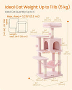 Feandrea Cat Tree, 44.1-Inch Cat Tower, Plush Multi-Level Condo - Image 5