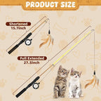 2-Pack Cat Wand Toys with Feather & Silvervine Stick – Adjustable 16"-28" - Image 2