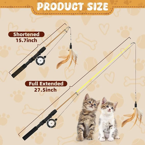 2-Pack Cat Wand Toys with Feather & Silvervine Stick – Adjustable 16"-28" - Image 2