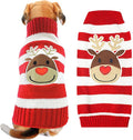 Dog Christmas Sweater Cute Striped Reindeer Xmas Pet Clothes Holiday Puppy Cat by DOGGYZSTYLE