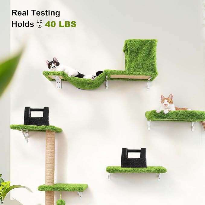 FUKUMARU Cat Wall Shelves, Stable & Safe 4 in 1 Cat Furniture Set, Wooden - Image 4