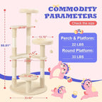 Allewie 55.5 in Cat Tree for Indoor Kitties/Soft Plush Perches/Multi-Level Cat - Image 7