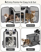 Cat Backpack Carrier with Built-in Cooling Fan & Heating Pad, Expandable Pet - Image 6