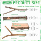 BILLIOTEAM 4-Pack Natural Wood Bird Perch Stand - Image 2
