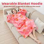 Mewaii Wearable Blanket Hoodie for Adults, Warm Sherpa & Soft Flannel Long - Image 2