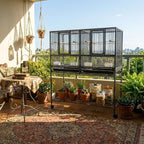 43 Inch Bird Cage with Wooden Perches, Standing Wrought Iron Birdcage with - Image 7