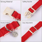 DOGWONG Cotton Hemp Dog Collar, Heavy-Duty Red Dog Collar Adjustable Soft - Image 2