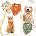 Whaline 4Pcs Boho Pet Bandanas Spring Daisy Dog Scarf Washable Adjustable - Image 3