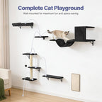 Cat Wall Shelves, Stable & Safe 6 in 1 Cat Furniture Set Black, - Image 6