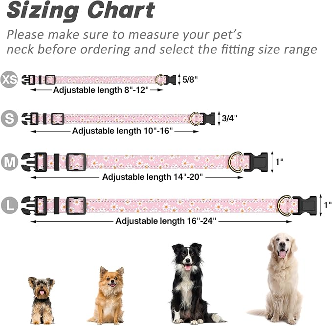 Reflective Dog Collar for Large Dogs, Cute Daisy Theme Adjustable Heavy-Duty - Image 7